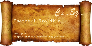 Csetneki Szolón névjegykártya